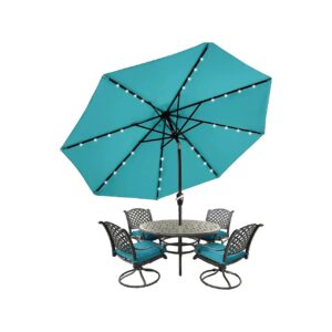 9ft Turquoise Patio Umbrella with 32 Solar LED Lights