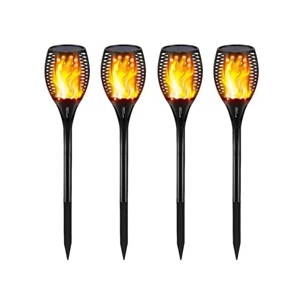 9in Tall Outdoor Solar Torch Lights with Flickering Flames Pathway Lighting