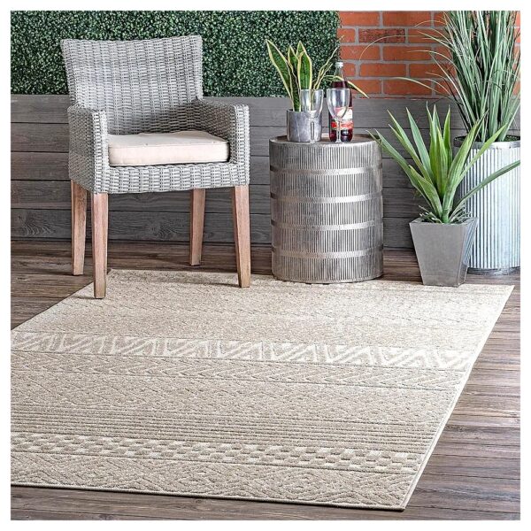 9x12 Indoor Outdoor Rug with Fade Resistant Beige Color