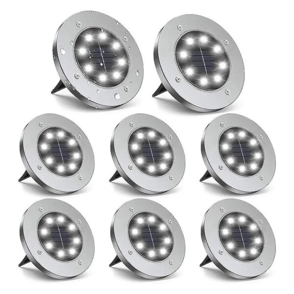 ABS) Solar Ground Lights for Outdoor Use Shade White for Lawn Pathways Yards Decks