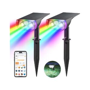 APP-Controlled Solar Spotlights for Outdoor Lighting with Multi-Color Options