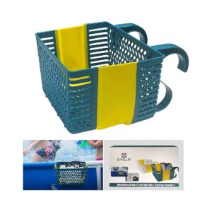 Above Ground Pool Storage Basket with Suction Cups and Hooks for Adjustable Organizing