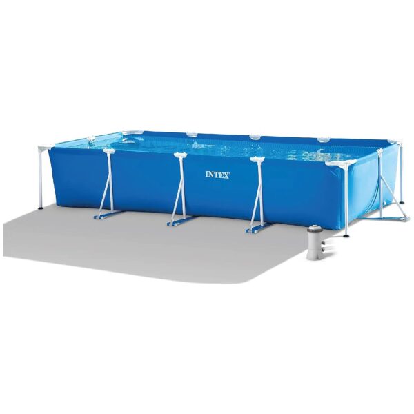 Above Ground Rectangular Frame Pool with Powder Coated Steel Frame and 530-Gallon Filter