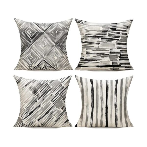 Abstract Modern Decorative Indoor Throw Pillow Covers Black Grey