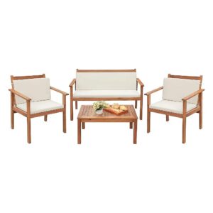 Acacia Wood Patio Furniture Set with 4 Piece Bistro Chat Seating and Comfortable Seats