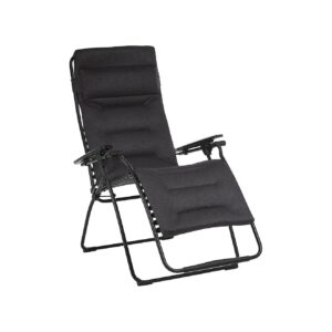 Acier Black Zero Gravity Padded Folding Outdoor Reclining Chair with XL Soft Cushioning