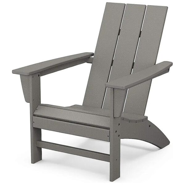 Adirondack Chair in Slate Grey with Cup Holders and Contoured Seat