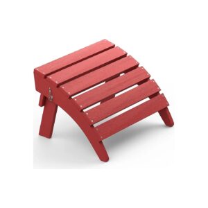 Adirondack Ottoman for Outdoor Use, No Assembly Needed and Folding Design in Apple Red