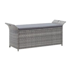 Adjustable Outdoor Grey Poly Rattan Bench with Storage and Water-Resistant Design