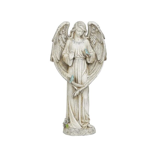 Adorable Angel Statue with Two Birds, Perfect for Indoor or Outdoor Decor