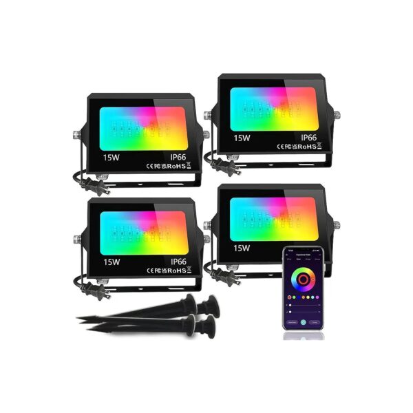 Advanced Outdoor LED Floodlights with Group Control and Color Changing LED