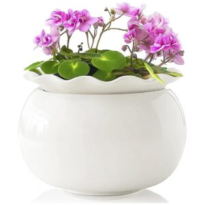 African Violet Self Watering Pots 6 Inch Ceramic Indoor Planters