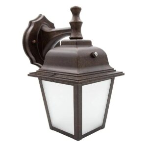 Aged Bronze and Frosted Glass LED Outdoor Wall Lantern with Sensor and 750 Lumens