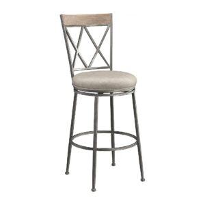 Aged Pewter Indoor Outside Bar Stool with Swivel Seat, Water-Resistant for Outdoors