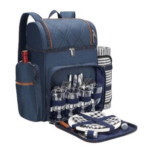 All-Purpose Picnic Backpack with Flatware, Glasses, and Napkins for 4