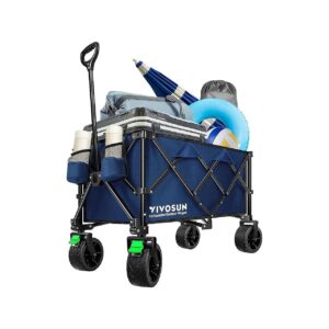 All-Terrain Folding Wagon for Beach, Camping, and Gardening with Removable Wheels