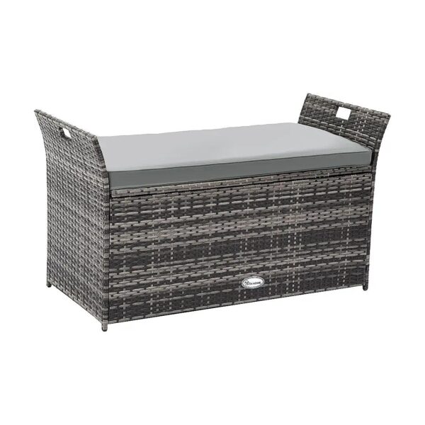 All-Weather Wicker Patio Bench with 90 Gallon Capacity for Outdoor Storage and Seating