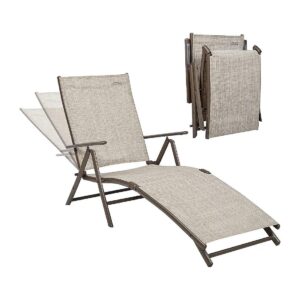 Aluminum Outdoor Chaise Lounge Chair with Adjustable Backrest and Reclining Positions