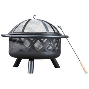 Ambient Outdoor Decor Wood Burning Fire Pit with Mesh Screen and Firebowl