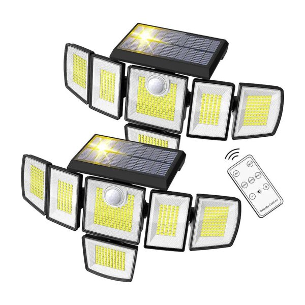 American Style Solar LED Security Lights 2 Packs Floodlights Adjustable Brightness