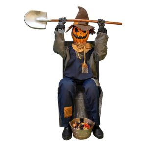 Animatronic Scarecrow with Waving Shovel and Evil Taunts for Halloween Prank