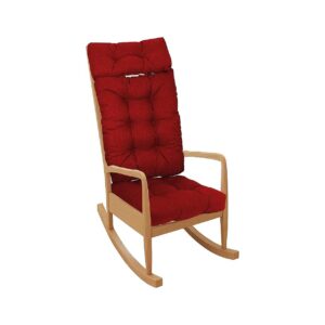 Anti-Slip Red Rocking Chair Cushion with Tufted Design and Removable Neck Pillow