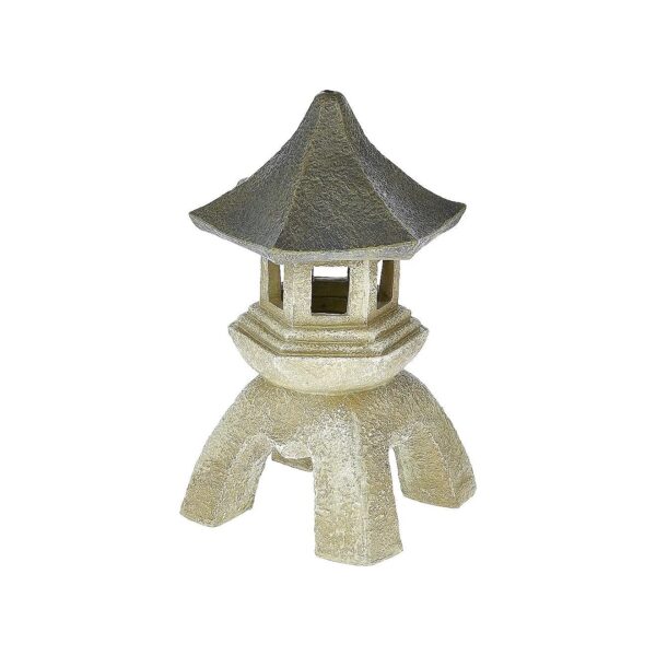 Antique Asian Pagoda Lantern Statue with Handcast Polyresin and Two Tone Stone Finish