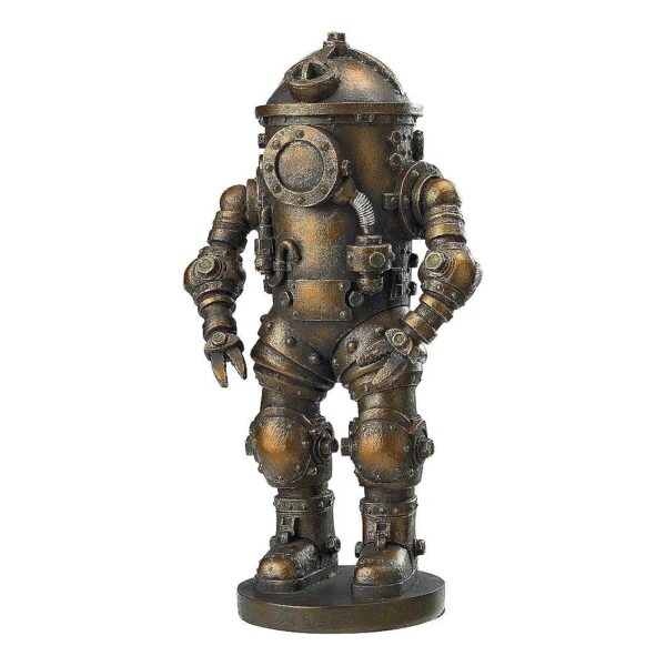 Antique Brass Finish Steampunk Diving Suit Statue with Hand-Cast Design