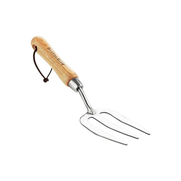 Ash Wood Hand Fork with Stainless Steel Bladed Garden Tool for Weeding and Planting Tasks