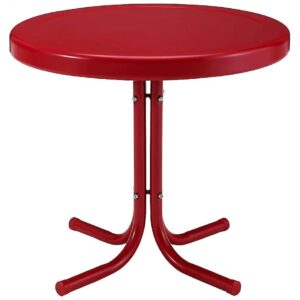 Attractive Red Metal Side Table for Patio Furniture and Decorations