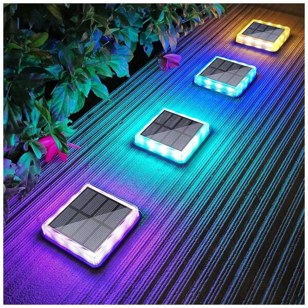 Auto On/Off RGB Color Changing Solar Deck Lights for Driveway Walkway Dock Area