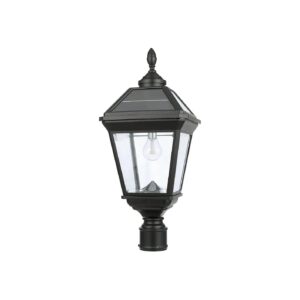 Automatic Solar Outdoor Lamp Post Light with Modern Black Aluminum and Glass Cover