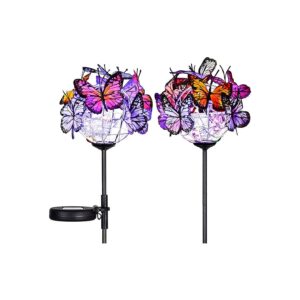 Automatic Solar Powered Garden Lights with Copper String and Mixed Color Butterflies