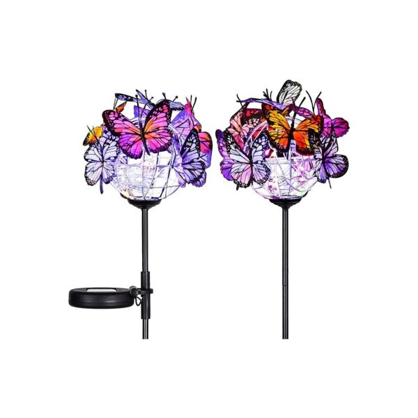 Automatic Solar Powered Garden Lights with Copper String and Mixed Color Butterflies