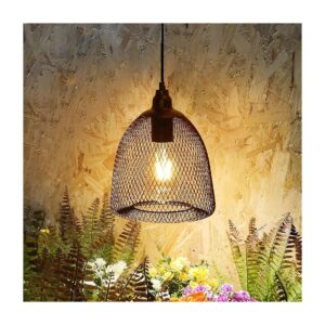 Battery Operated Hanging Metal Chandelier with 6 Hour Timing Function and Warm White Bulb