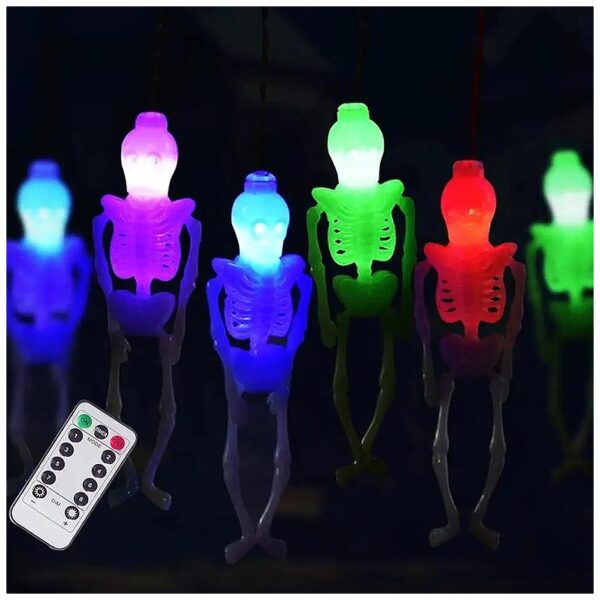 Battery Operated Skeleton Skull String Lights for Indoor Outdoor Halloween Decorations