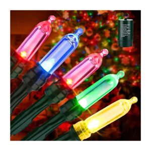 Battery Powered LED Christmas Lights with Timer and Multicolor Effect for Holiday Decor