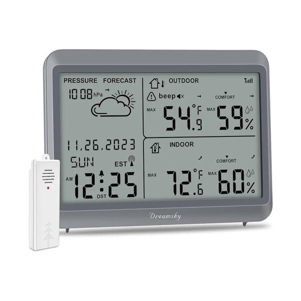 Battery Powered Wireless Weather Station with LCD Screen and Atomic Clock Function