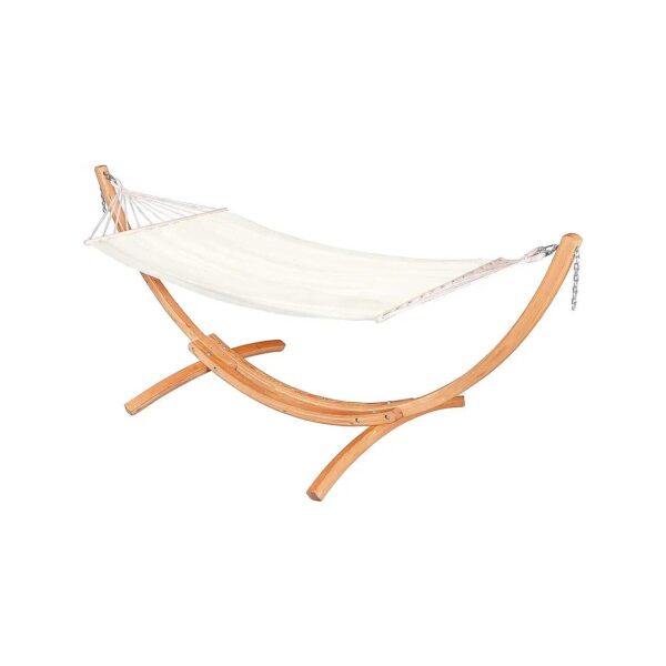 Beach Outdoor Weatherproof Spreader Bar Hammock with Sustainable Wood Stand Set