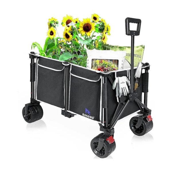 Beach Wagons Carts for Sand with Extra Storage Pockets, Buckle Straps, and Hooks