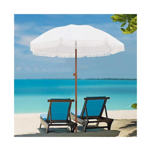 Beach and Garden 8 Rib Outdoor Umbrella with UV 50+ Sun Protection and Easy Tilt