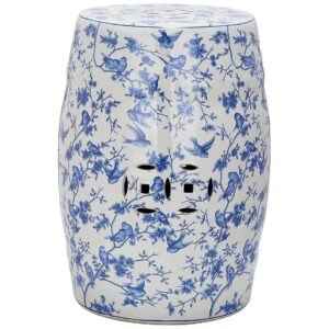 Beautiful Blue Bird Design Ceramic Garden Stool for Home