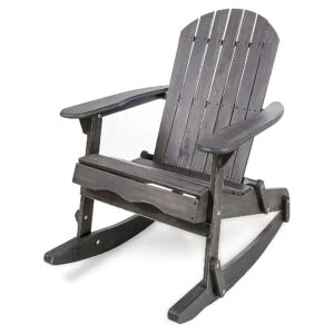 Beautiful Dark Grey Acacia Wood Adirondack Rocking Chair for Your Outdoor Space