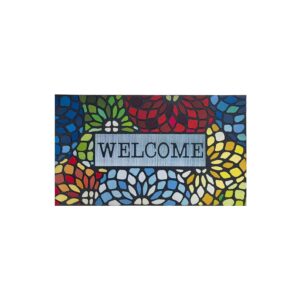 Beautiful Flocked Fiber Design 18x30 inch Outdoor Front Door Mat for Home