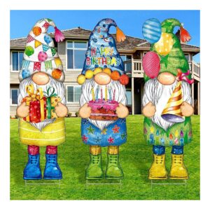 Beautiful Gnome Birthday Lawn Decorations Yard Signs with Stakes for Outdoor Use