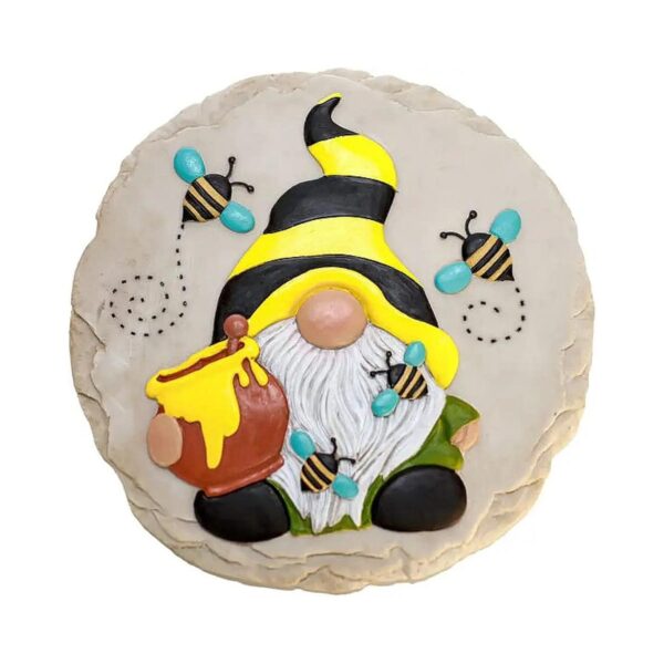 Beautiful Handcrafted Gnome Bee Garden Stone for Outdoor Living and Patio Decoration