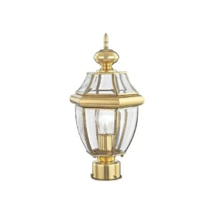 Beautiful Polished Brass Outdoor Post Light with Clear Glass and Traditional Design