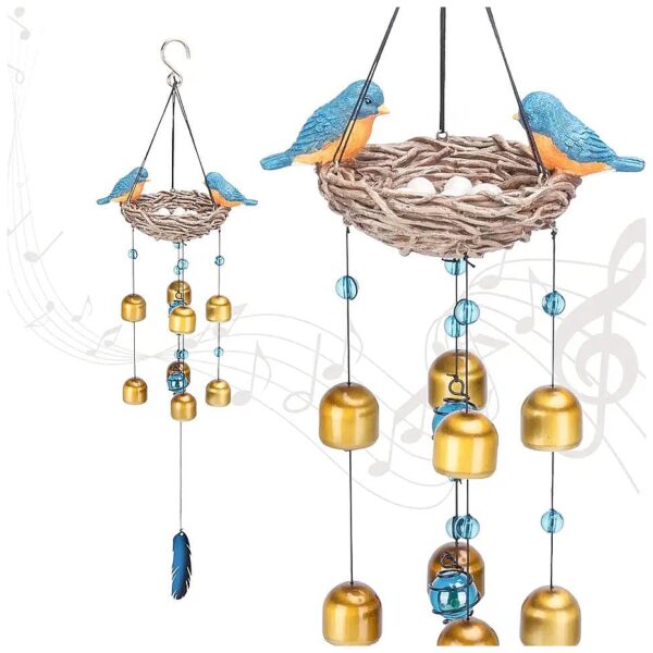 Beautiful Resin Blue Bird Wind Chime for Memorial Gift and Yard Decoration