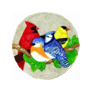 Beautiful Resin Stepping Stone with Hand Painted Bright Birds for Garden Pathway