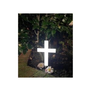 Beautiful Solar-Powered White Cross for Garden Decoration and Lighting